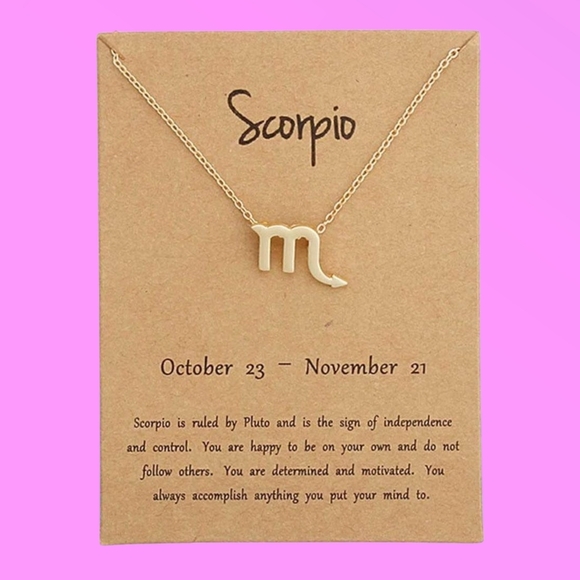 Scorpio Gold Toned Zodiac Necklace - Picture 1 of 5